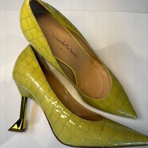 Benedetta Boroli Lime Green Croc Patent Pumps – Size 38 (Italy) or 7.5-8 US